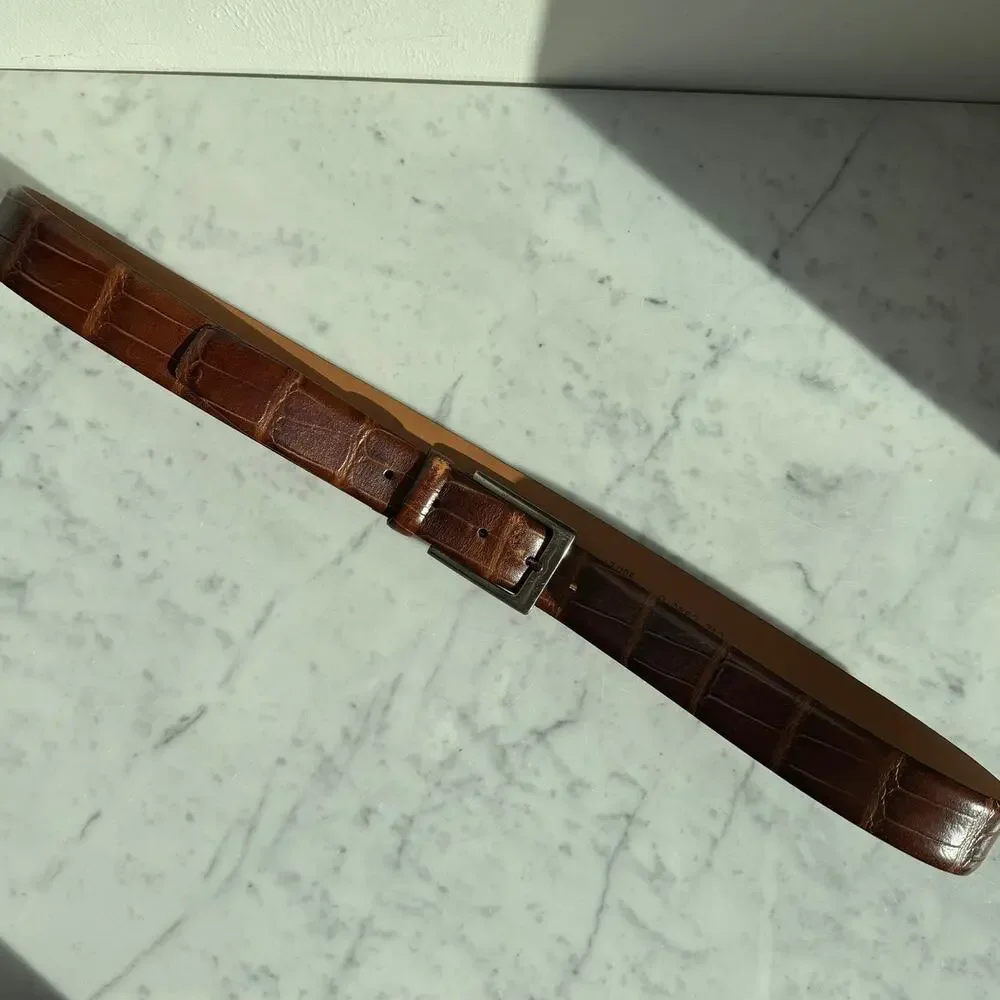 Made in Italy Genuine Leather Brown Belt Men’s Size 42